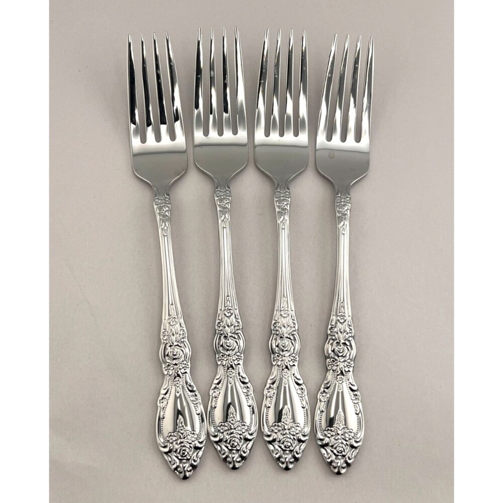 Oneida WORDSWORTH 4pc Dinner Forks Set 18/0 Stainless Flatware Silverware Floral